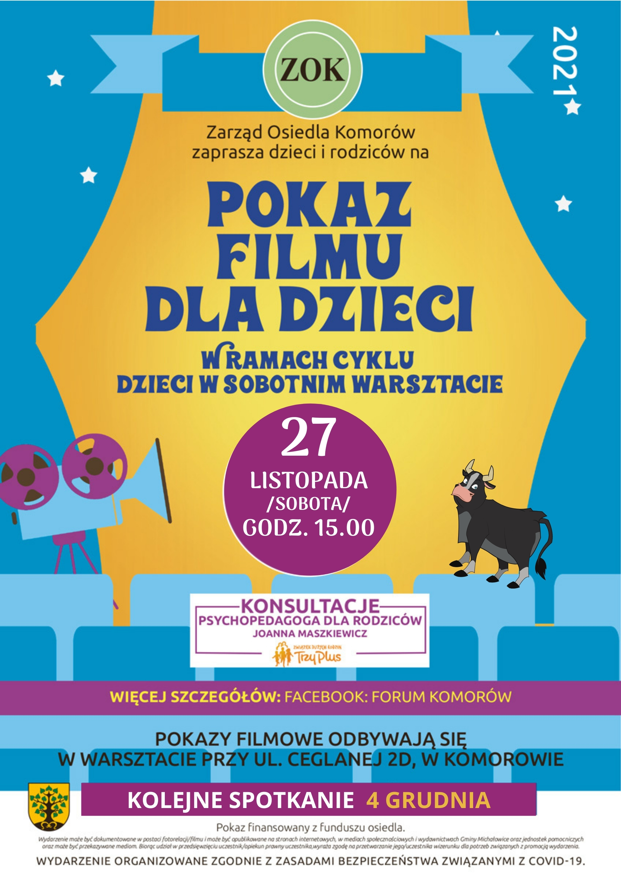 Pokaz filmowy dla dzieci w Komorowie