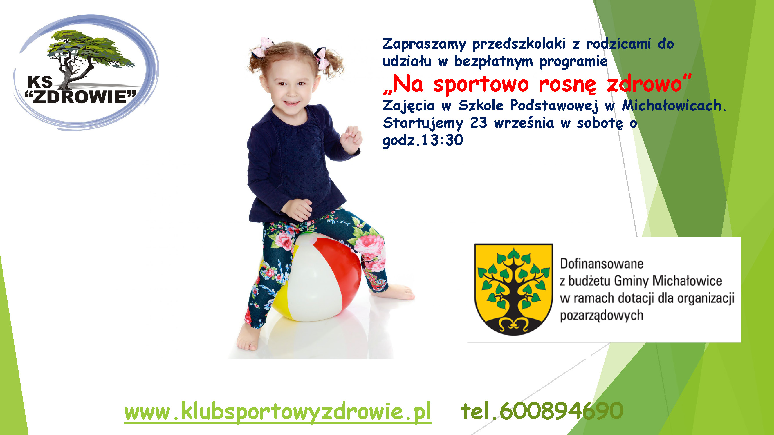 Grafika zapraszająca na zajęcia sportowe 