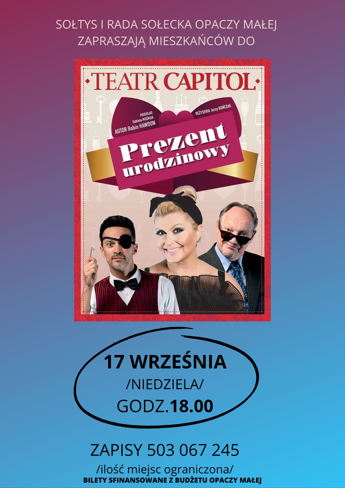 Grafika zapraszająca na spektakl