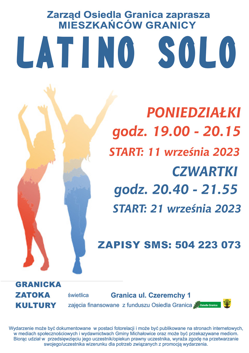 Grafika zapraszająca na zajęcia latino solo