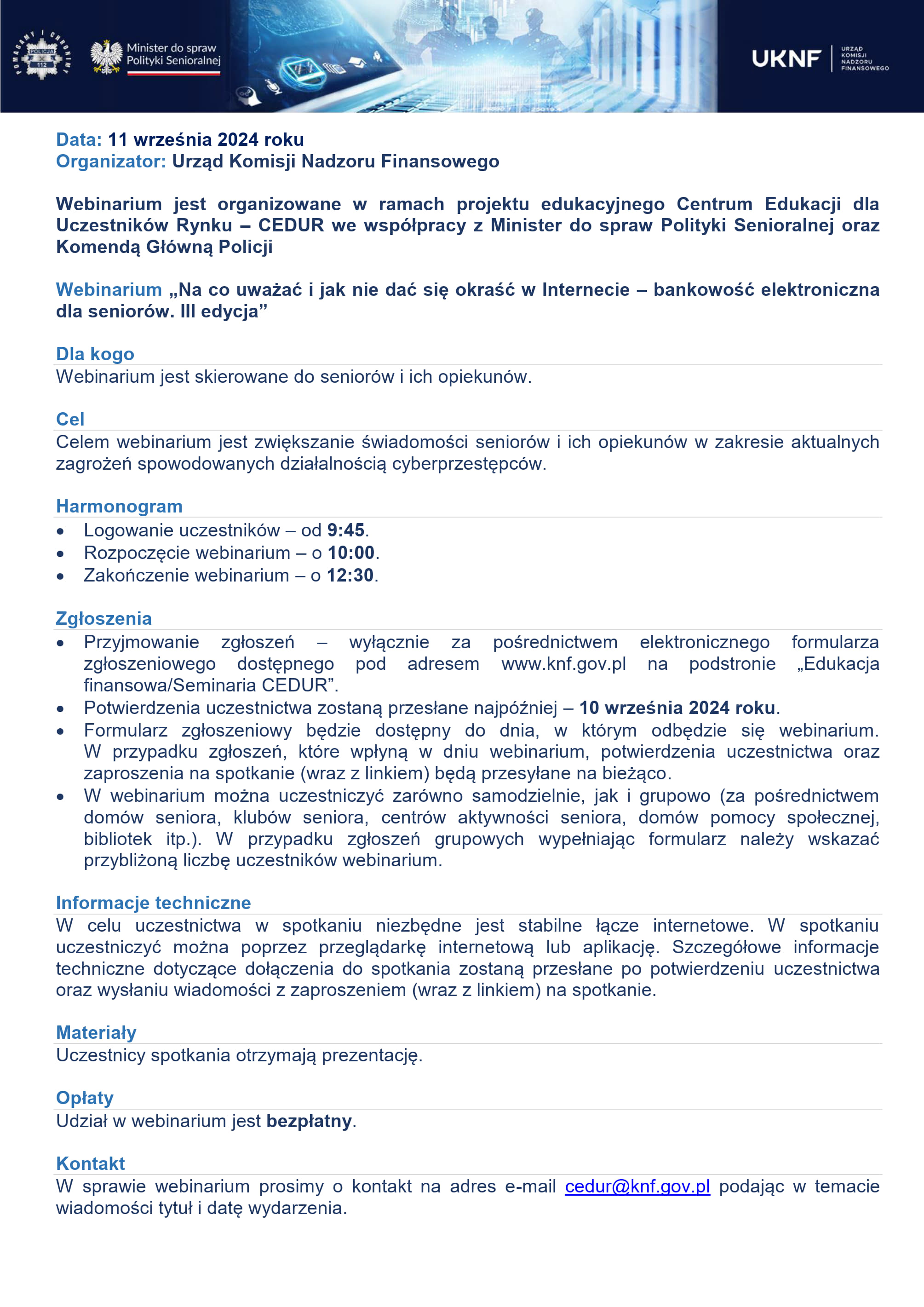 Grafika zawiera treść komunikatu