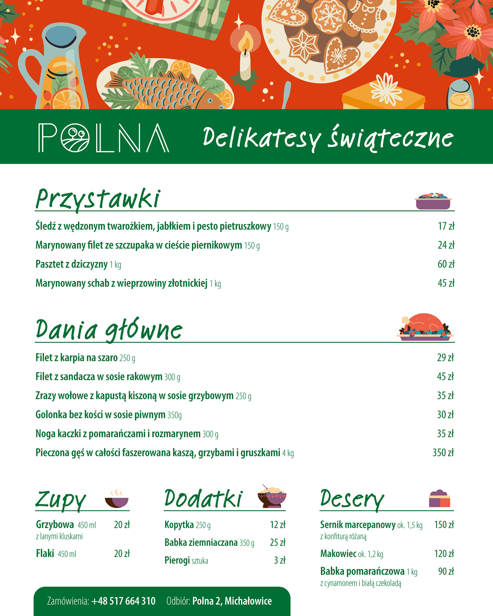 polna michałowice menu świąteczne