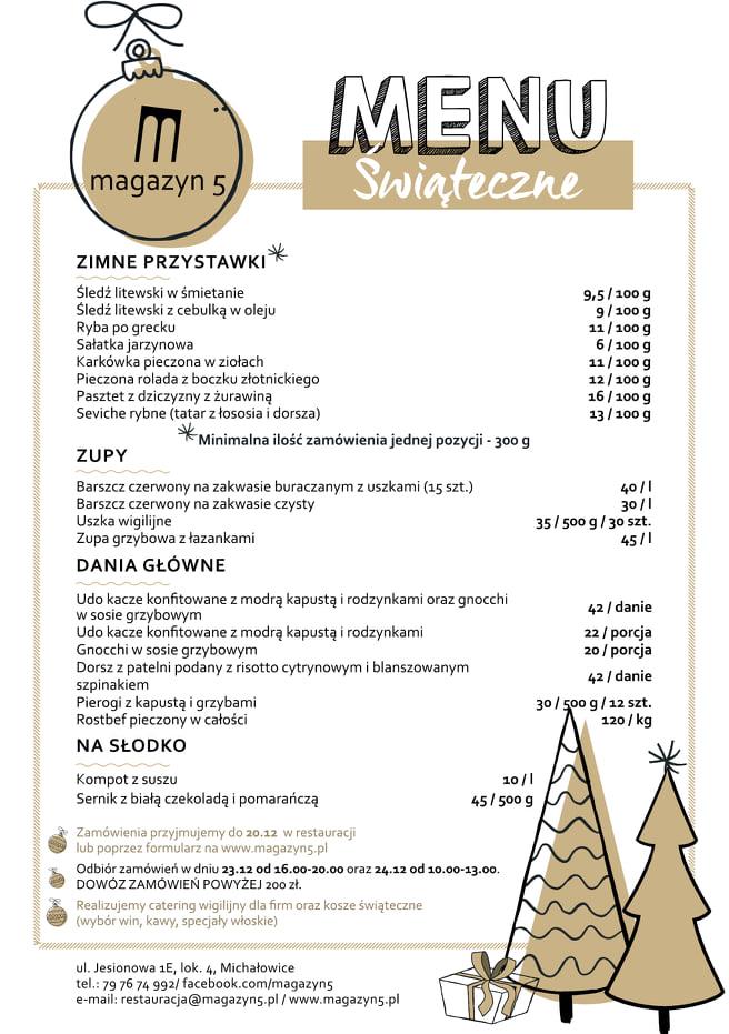 oferta świąteczna restauracja magazyn 5