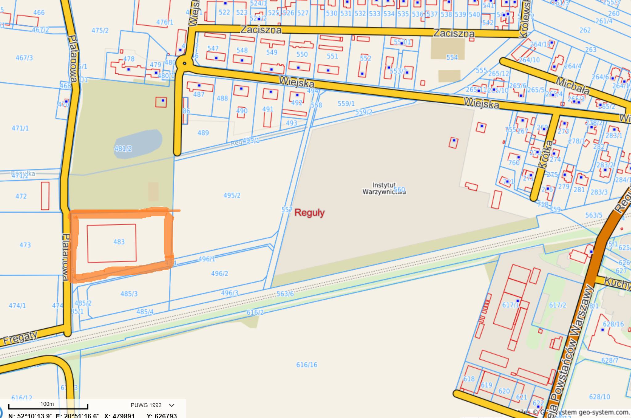 mapa prezetująca położenie gruntu