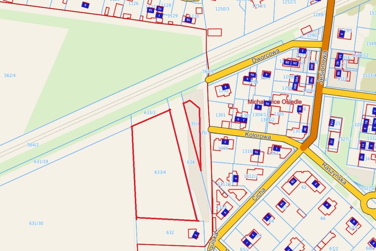 mapa z prezentacją działek